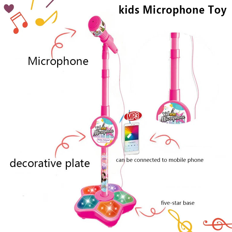 Kids Microphone with Stand Karaoke Song Machine Music Instrument